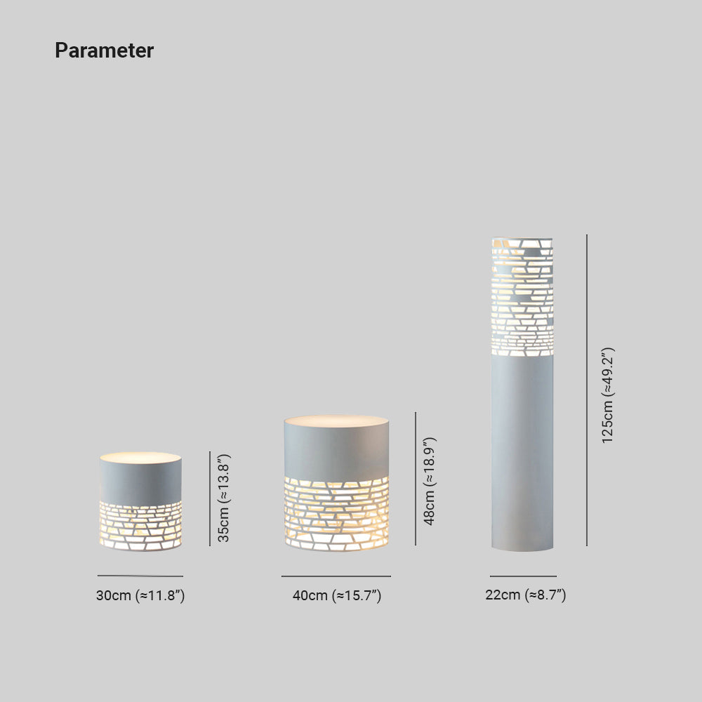 Pena Moderna Lámpara Exterior Cilíndrica Metal, Blanca